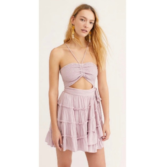 Free People Dresses & Skirts - Free People Mini Dress Small Halter Crochet Summer Fairycore Beach Festival